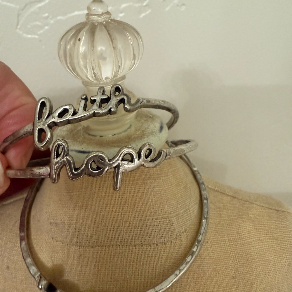 Premier Designs Silver Bracelets with Unique Script Design - Picture 3 of 5